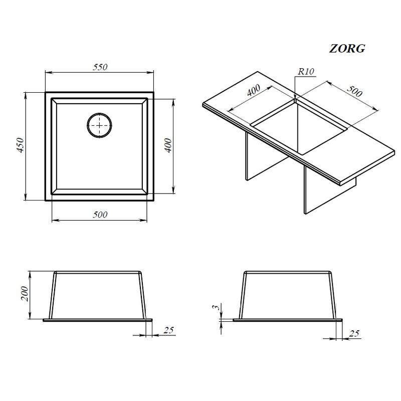 Кухонная мойка из нержавеющей стали ZorG ZRN 4555 PREMIUM
