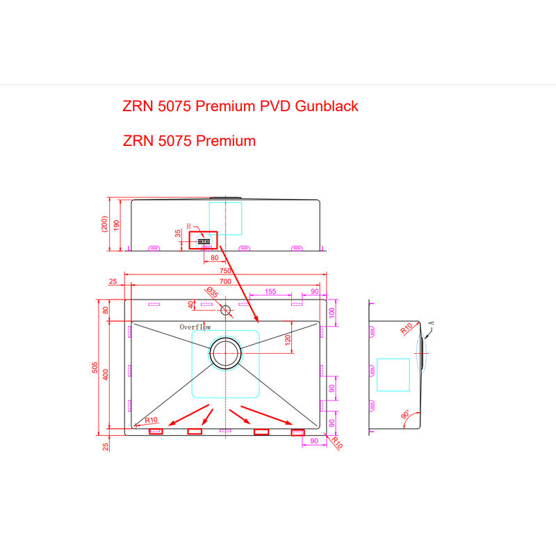 Кухонная мойка из нержавеющей стали ZorG ZRN 5075 PREMIUM