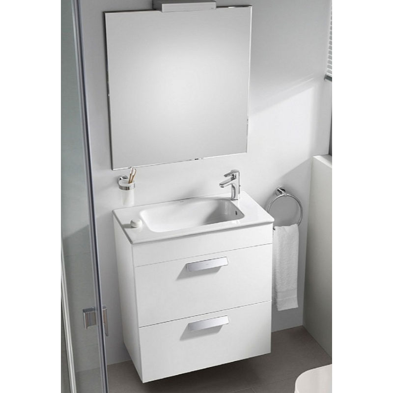 Тумба с раковиной Roca Debba 60 см ZRU9302708 + 32799H00Y белый глянцевый