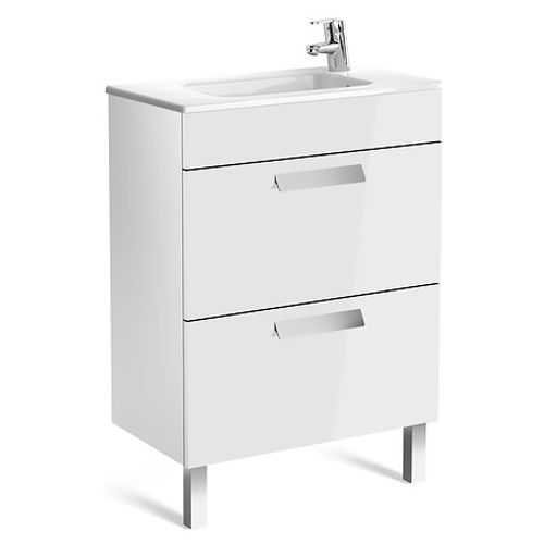 Тумба с раковиной Roca Debba 60 см ZRU9302708 + 32799H00Y белый глянцевый