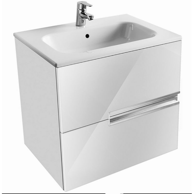 Тумба с раковиной Roca Victoria Ice Edition 60 см ZRU9302730 + 32799E000 белый глянцевый