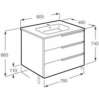 Тумба с раковиной Roca Victoria Ice Edition 80 см  3ящ. ZRU9302835 + 32799C000 белый глянцевый — 4