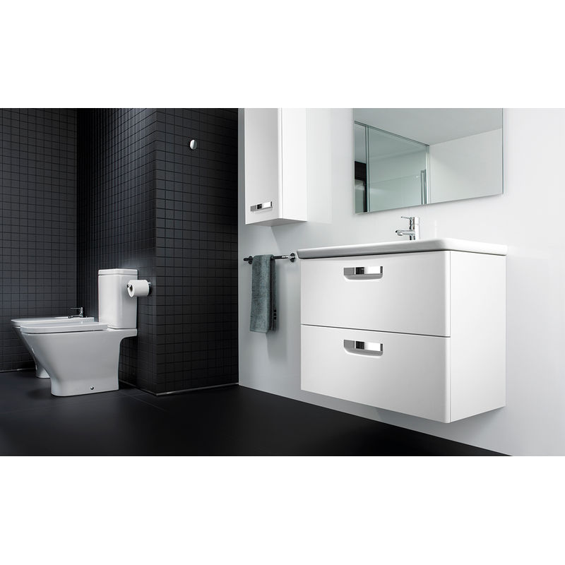 Тумба с раковиной Roca The Gap Original 80 см ZRU9302877 + 327470000 белый глянцевый