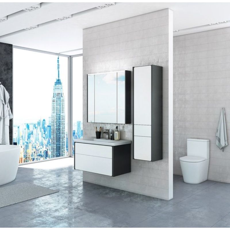 Тумба с раковиной Roca Ronda 80 см ZRU9302965 + 327470000 белый глянцевый/антрацит